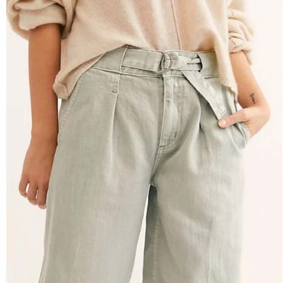 FREE PEOPLE We The Free Light Green Paloma Slouch Barrel Jeans 25 - Picture 3 of 13